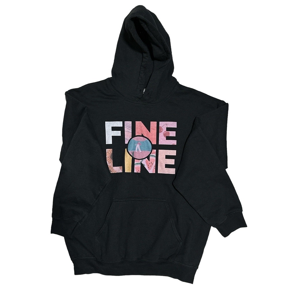 Harry Styles Fine Lines Black Hoodie Sweatshirt Size M Gildan Brand Heavy Blend